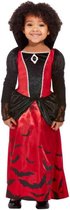 Smiffy's - Vampier & Dracula Kostuum - Rode Vleermuis Jurk Meisje - Rood, Zwart - Maat 90 - Halloween - Verkleedkleding