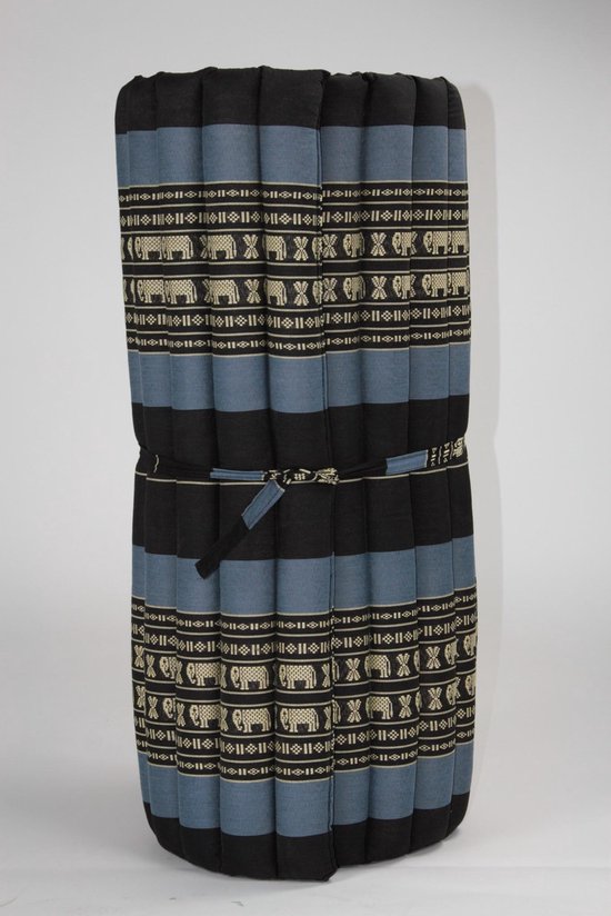 Fine Asianliving Thaise Mat Oprolbaar Matras 190x78x4.5cm Zwarte Olifanten Meditatie Mat Matras van Fine Asianliving — afbeelding 2