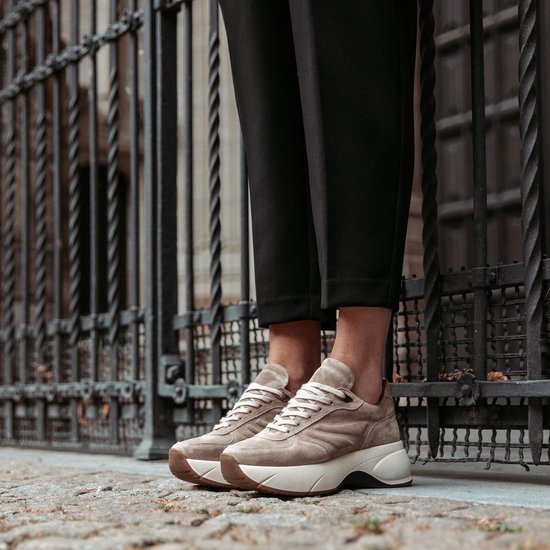 VIA VAI Sneaker NAJA CLOUD Beige Leer - Bormans Modeschoenen