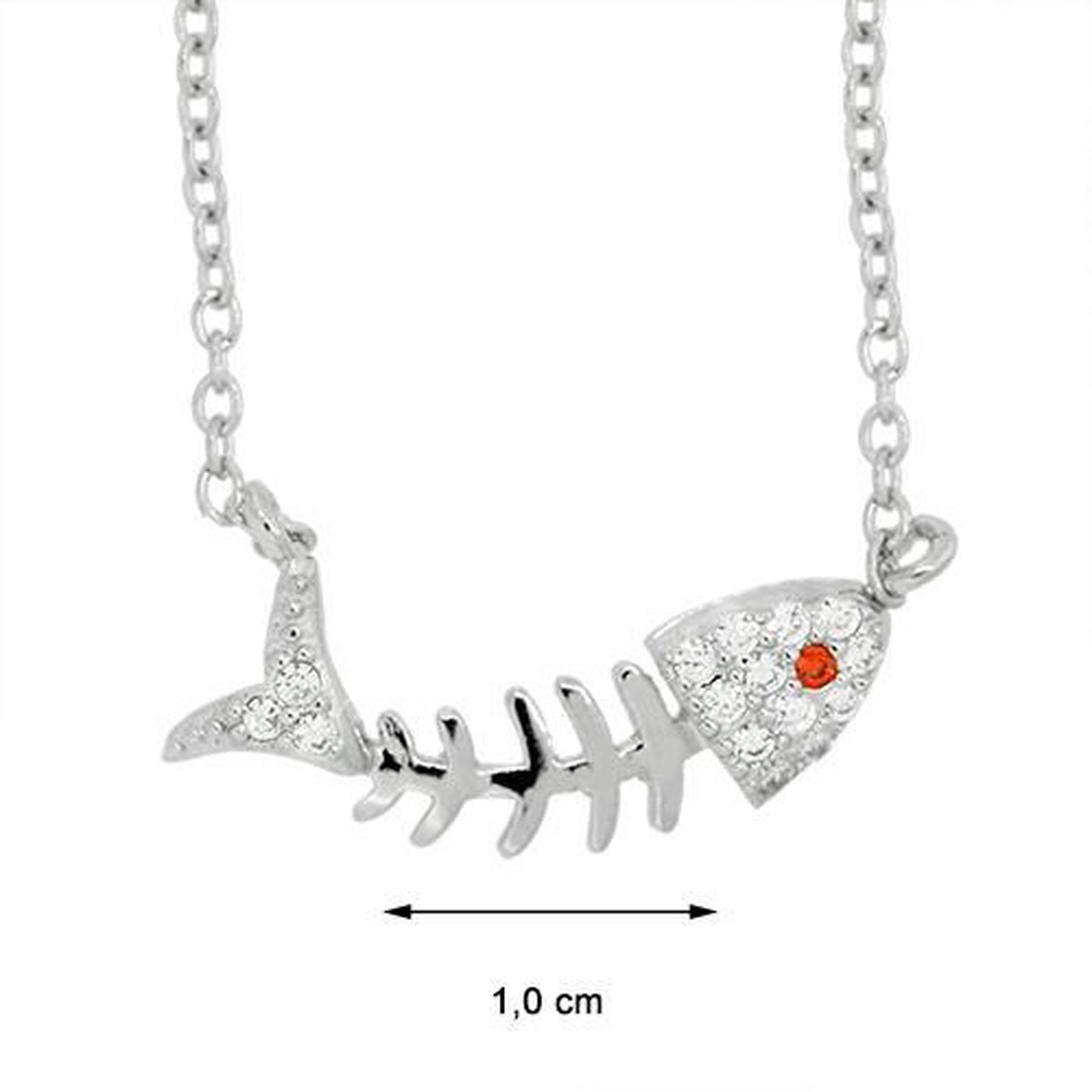 Blinx Jewels Zilveren Hanger Vissengraat Stenen Zirkonia incl. Ketting