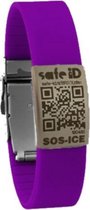 Safe-id Sos-armband Qr-code 22 Cm Rvs/siliconen Paars/zilver