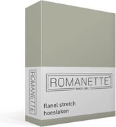 Romanette Stretch - Flanel - Hoeslaken - Lits-jumeaux - 160/180x200/220 cm - Khaki
