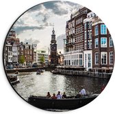 Dibond Wandcirkel - De Grachten van Amsterdam  - 20x20cm Foto op Aluminium Wandcirkel (met ophangsysteem)