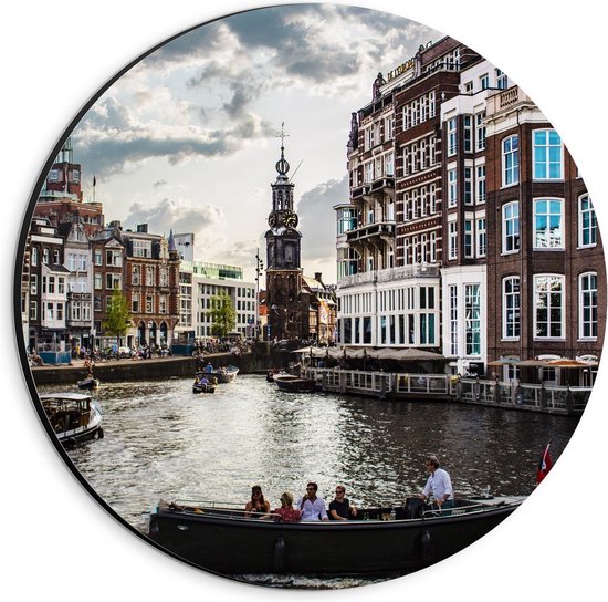 Dibond Wandcirkel - De Grachten van Amsterdam - Foto op Aluminium Wandcirkel (met ophangsysteem)