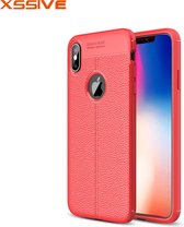 Xssive Leder look TPU Cover voor Apple iPhone XS Max  - Rood