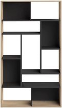 Boekenkast SEOUL Zwart en Natuurlijk Eiken 90,8 X 162,8 Temahome