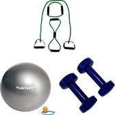 Tunturi - Fitness Set - Gewichten - 2 x 4 kg - Fitness Bal - Tubbingset - Resistance Band - Groen