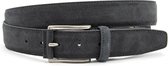 Donkergrijze suede riem unisex 3.5 cm breed - Grijs - Casual - Echt Soft Suède - Taille: 110cm - Totale lengte riem: 125cm