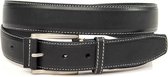 Zwarte heren riem leer 3.5 cm breed - Zwart - Sportief - Echt Leer - Taille: 105cm - Totale lengte riem: 120cm