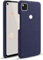 Google Pixel 4A Hoesje Hard Plastic met Stoffen Afwerking Blauw