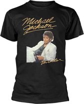 Michael Jackson Heren Tshirt -M- Thriller White Suit Zwart