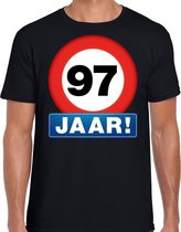 Stopbord 97 jaar verjaardag t-shirt - zwart - heren - 97e verjaardag - Happy Birthday shirts / kleding M