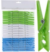 72x Wasknijpers groen/blauw/wit van kunststof 9 cm - Huishouding - De was doen - Was ophangen - Wasknijpers/wasgoedknijpers/knijpers kunststof