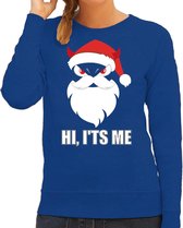 Devil Santa Kerstsweater / Kersttrui hi its me blauw voor dames - Kerstkleding / Christmas outfit M