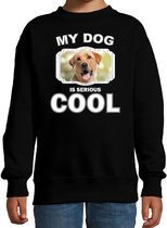 Labrador retriever honden trui / sweater my dog is serious cool zwart - kinderen - Labradors liefhebber cadeau sweaters 7-8 jaar (122/128)