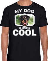 Rottweiler honden t-shirt my dog is serious cool zwart - heren - Rottweilers liefhebber cadeau shirt L