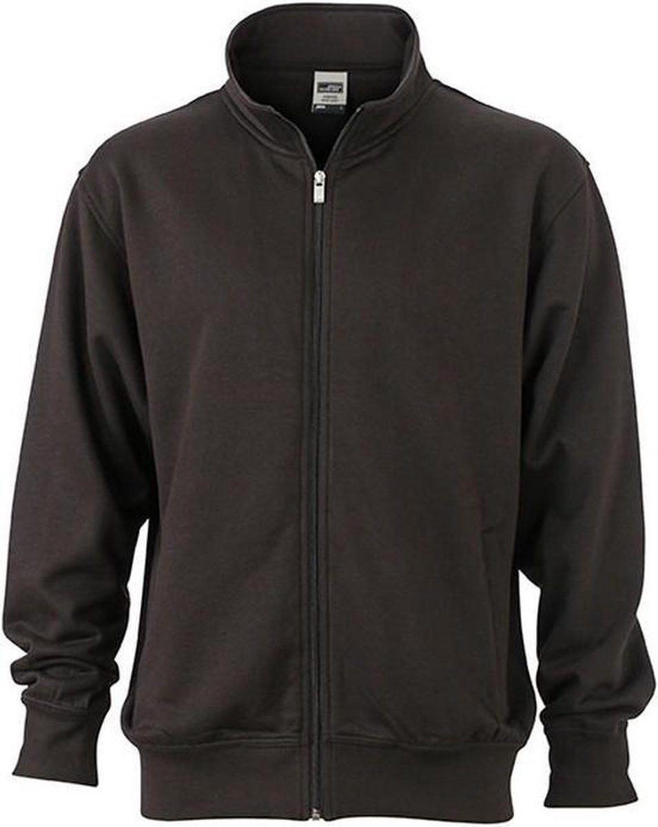 James and Nicholson Unisex Workwear Sweat Jacket Zwart