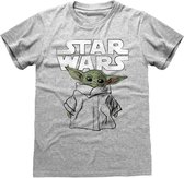Disney Star Wars - The Mandalorian Child Sketch Mens Tshirt - S - Grijs