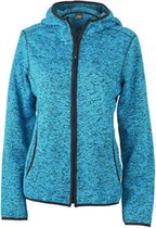 James and Nicholson Dames/dames Gebreide Fleece Hoodie (Blauw gemeland/zwart)