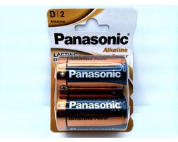 Panasonic PBALR020B2 Alkaline Batterij Type D Cell / LR20, 2 stuks