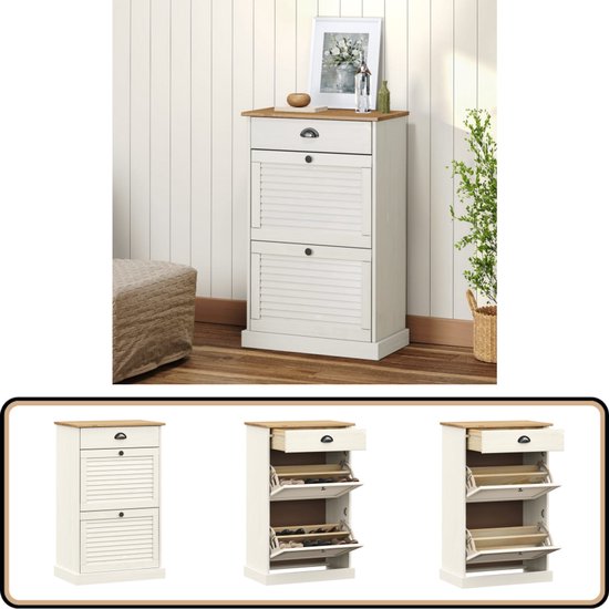 Meuble à Chaussures - GAROSA - VIGO - Bois Massif De Pin - 60x35x96 Cm