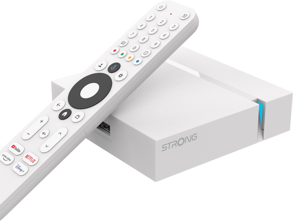 STRONG - Streaming Box Android TV 4K UHD - Leap-S3+V2 - Chromecast ingebouwd - Google Voice Assistant compatibel - Dolby Atmos & Dolby Vision - Gemakkelijk te installeren - Wit