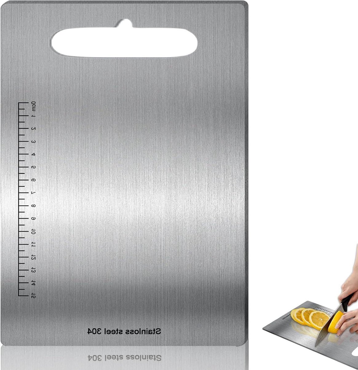 Roestvrij stalen titanium snijplank 29 x 20 cm - Antibacterieel en krasbestendig