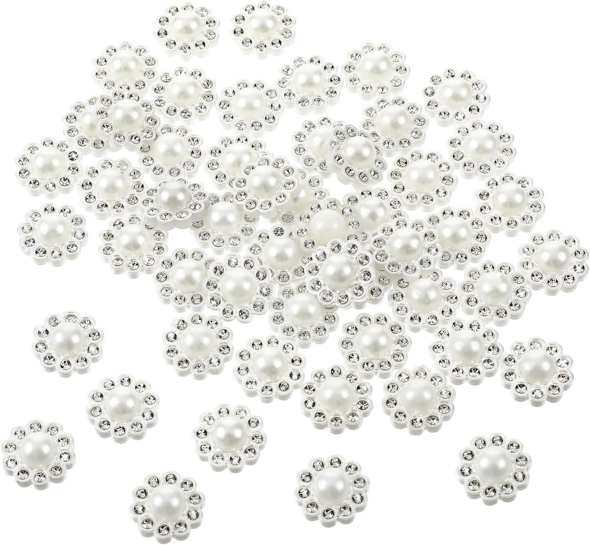 50 stuks bruidsboeket knopkralen met strass en parels