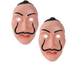 Salvador Dali gezichtmasker/verkleedmasker - 2x - La Casa De Papel - volwassenen - plastic