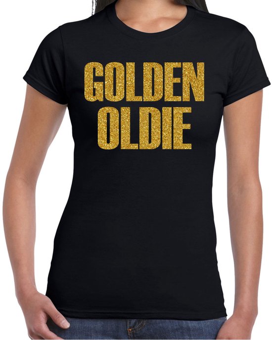 Toppers - T-shirt fantaisie Bellatio Decorations pour femme - doré - noir - paillettes dorées - coquin/doré/méchant XL