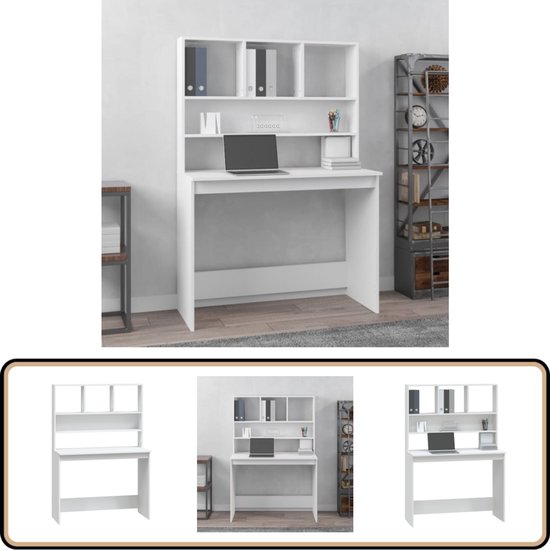 vidaXL Bureau met lades 102x50x76 cm bewerkt hout betongrijs