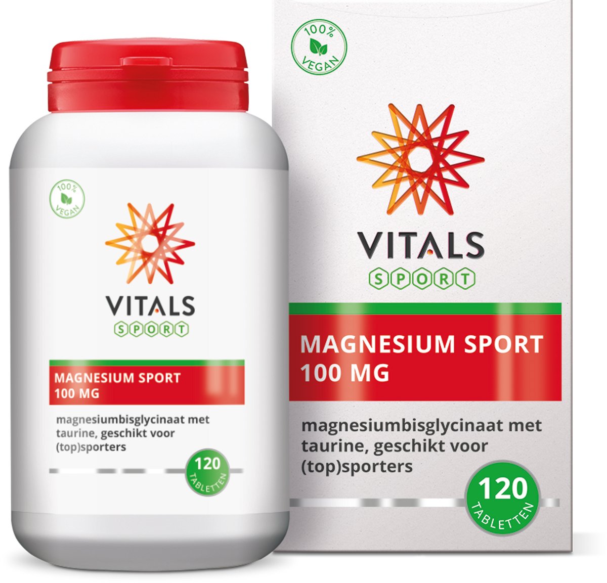 Goedkoopste Vitals Magnesium Sport 100 mg - 120 tabletten - mineralen. Magnesiumbisglycinaat met taurine, geschikt voor (top)sporters.