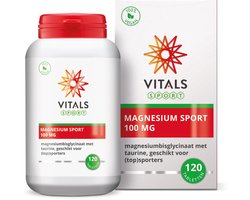 Vitals Magnesium Sport 100 mg - 120 tabletten - mineralen. Magnesiumbisglycinaat met taurine, geschikt voor (top)sporters.