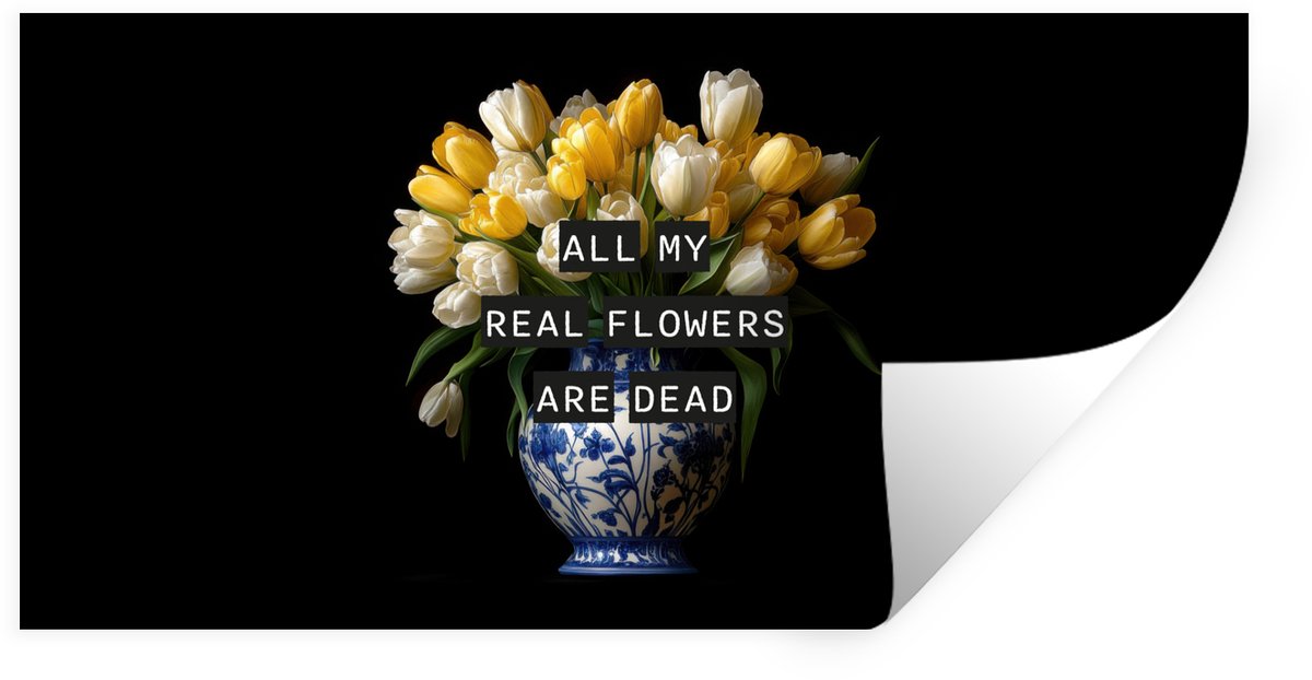 Muurstickers - Sticker Folie - Quotes - Bloem - Tulp - Geel - 40x20 cm - Plakfolie - Muurs