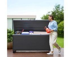 MIRADOR 165 Opbergbox 829 Liter Aluminium Antraciet groot opslagvermogen Tuin Terras Pergola Wintervast Stabiel Paviljoen