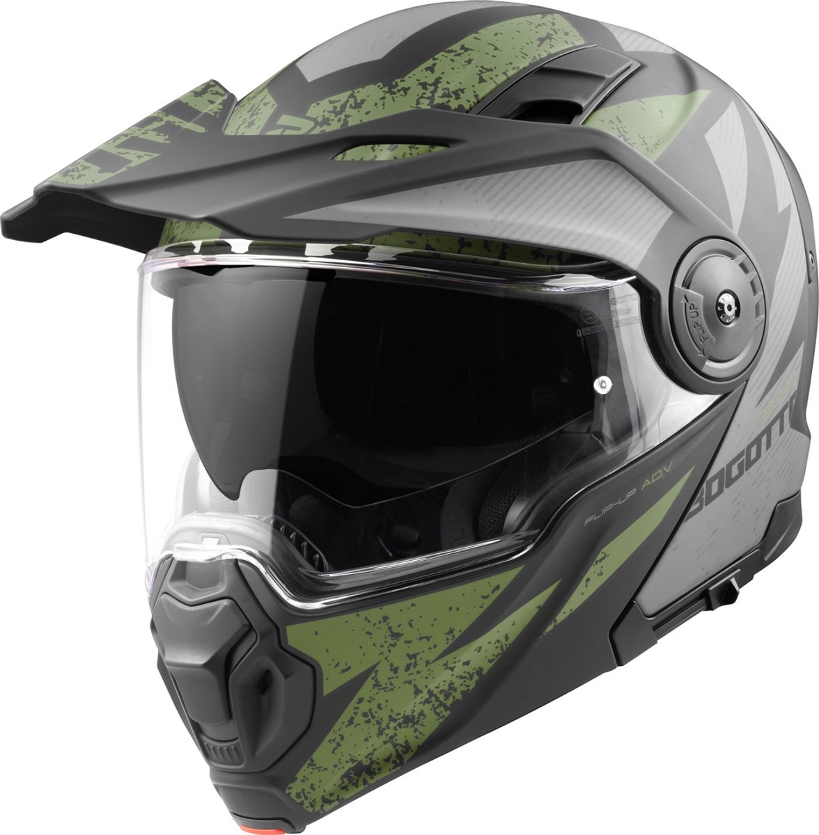 Bogotto FG-102 Safari Fiberglas Enduro Helm Zwart Grijs Groen - Maat M - Helm
