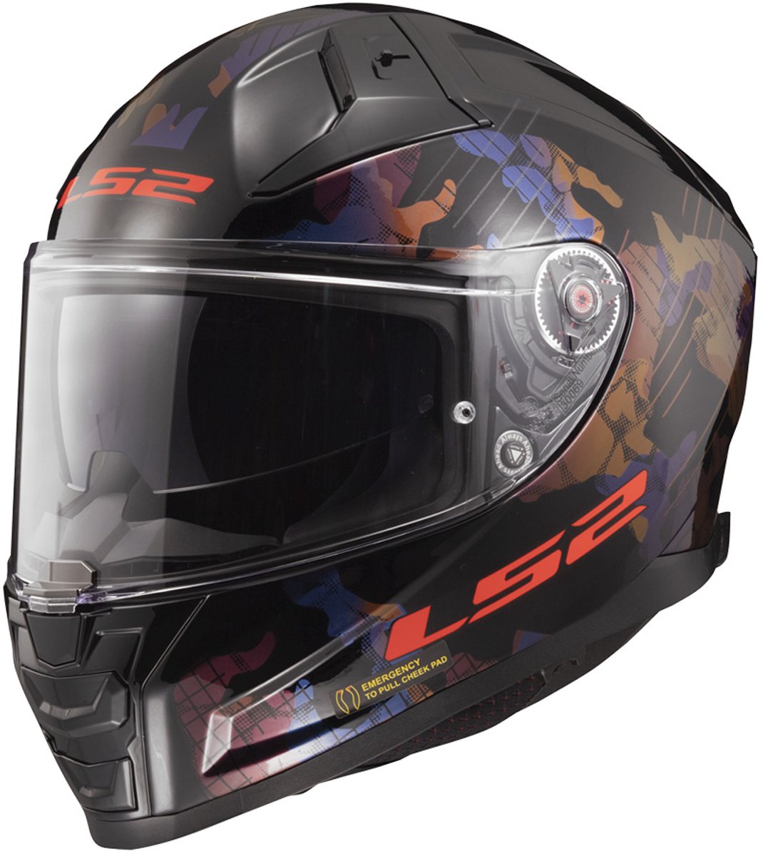 LS2 FF811 Vector II Kamo Glanzend Zwart Blauw-06 Integraalhelm - Helm