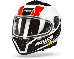 Nolan N80-8 Mandrake N-Com 49 Metal Wit Zwart Rood Integraalhelm - Maat XXS - Helm