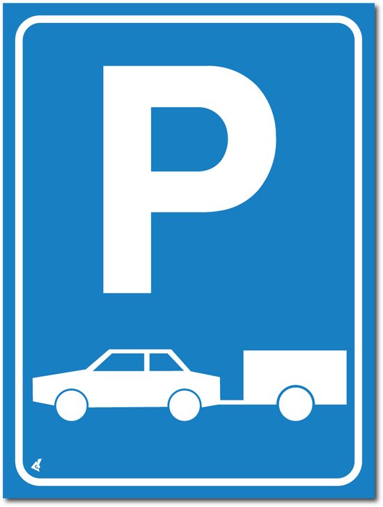 Parkeerplaats auto met aanhanger bord - Aluminium - 30 x 40 cm - Weerbestendig