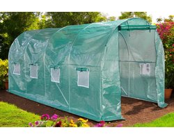 Lendo Online Tunnelkas met PE waterdichte hoes - Tuinkas 200x450x200cm - gegalvaniseerd staal - groen - Broeikas - Kas - Serre - Kweekkas - Foliekas - Groentekas - Tomatenkas