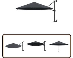 vidaXL Wandparasol Antraciet Ø300cm met Zwengelsysteem Muurparasol - Parasol - Zonwering - Tuindecoratie - Outdoor Decor