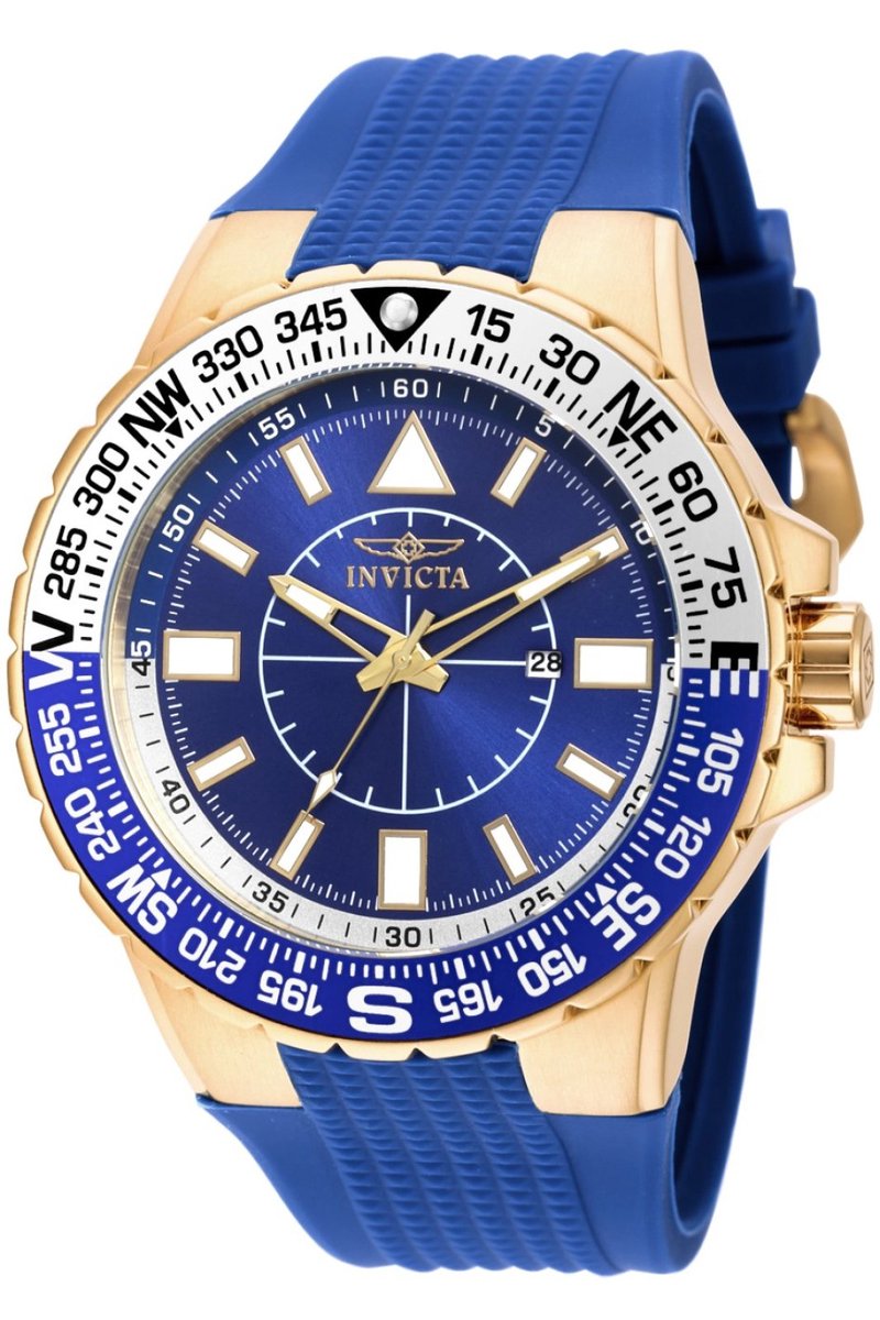 Invicta Aviator 19270 Heren Horloge - Waterdicht - Analoog - Quartz Uurwerk - Roestvrij Staal met blauwe Wijzerplaat - 52mm
