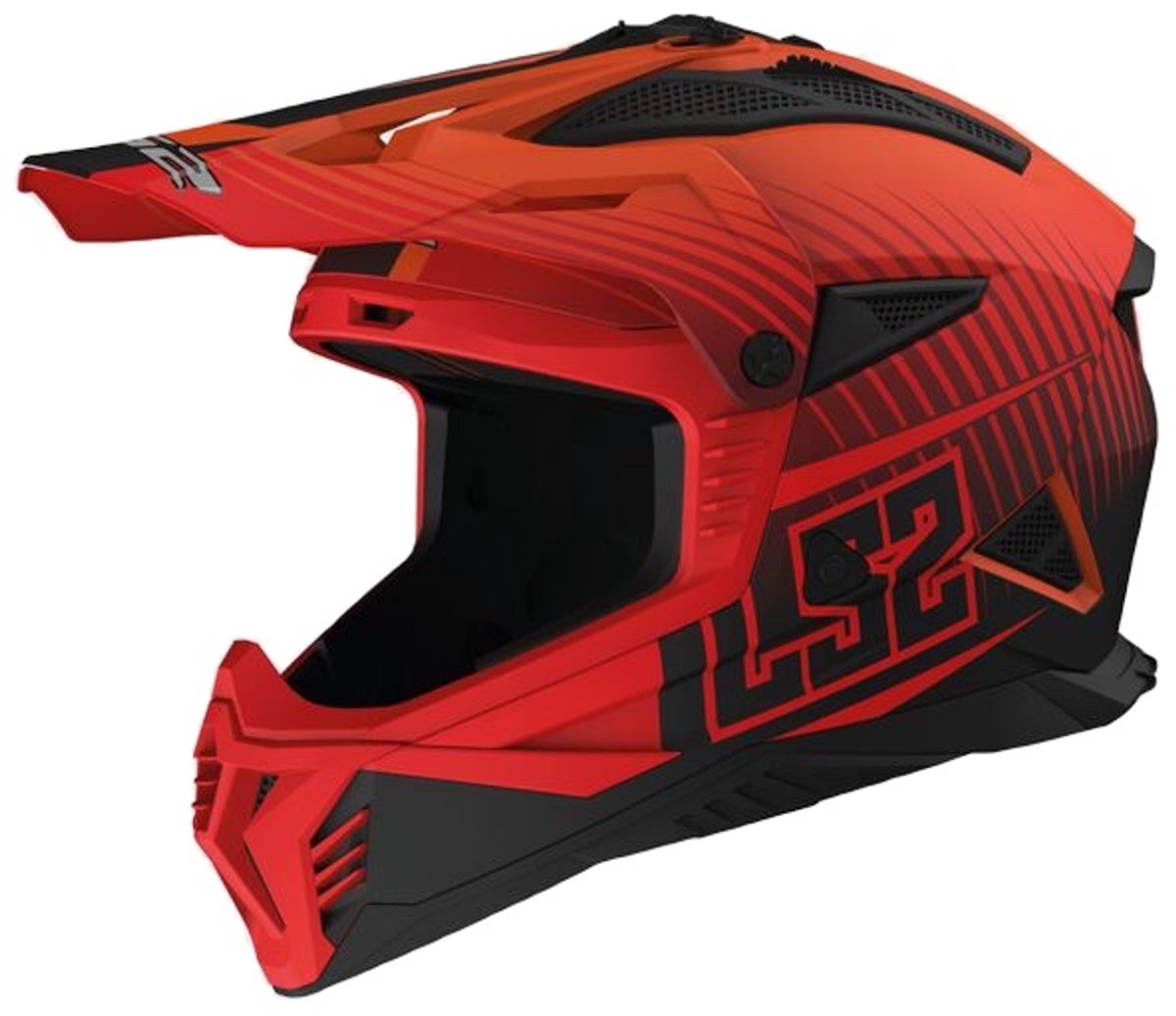 LS2 MX708 Fast II crosshelm Duck mat oranje rood maat XS