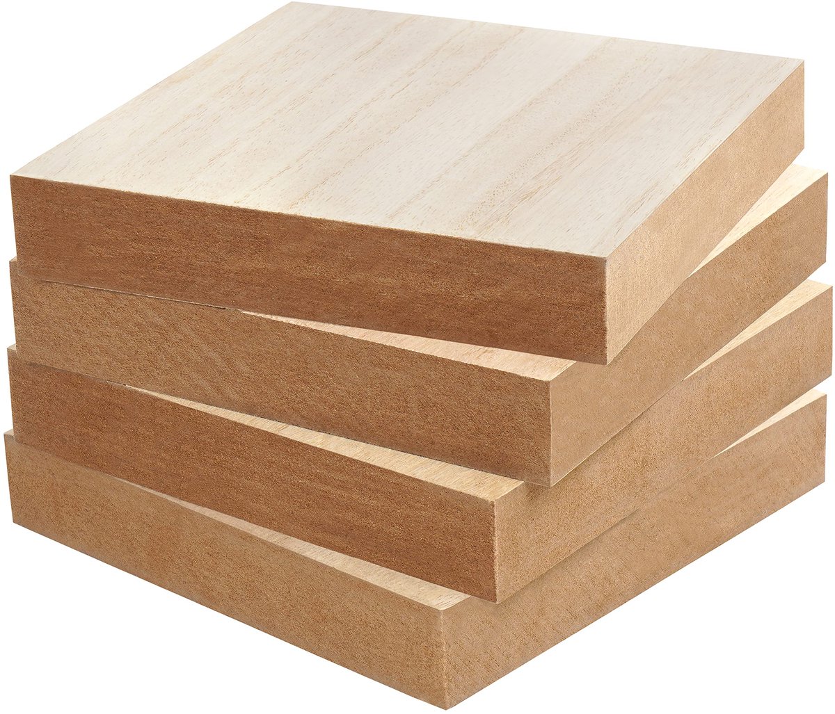 Unyqoos ® Creatieve Vierkante Houten Schijven voor Diverse Knutselprojecten en Graveren, Set van 4