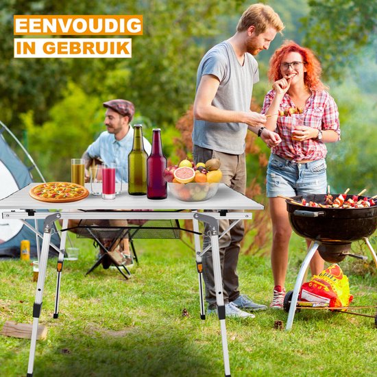 Oprolbare Kampeertafel - Aluminium Inklapbare Picknicktafel - Outdoor & Tuinmeubelen - Verstelbare Poten - 90x53x45/68 cm van Merkloos — afbeelding 3