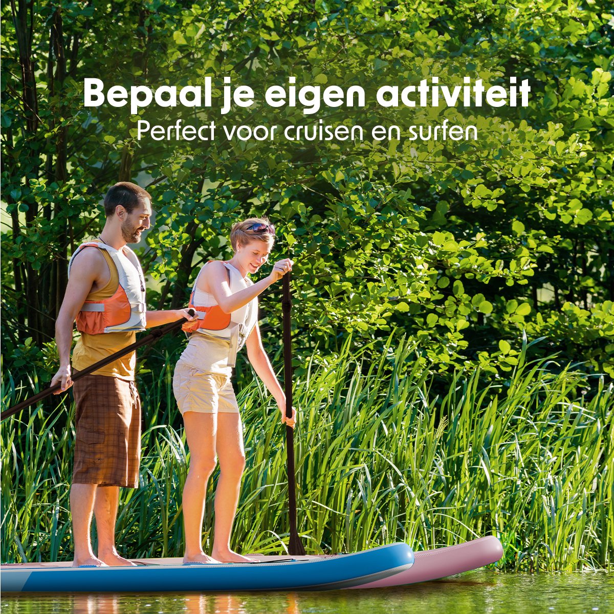 LifeGoods SUP Board Allround Compact - 120 KG Draagkracht - 300 x 76 cm - Opblaasbaar - Compleet SUP pakket - Wit/Sky Blue – foto 3