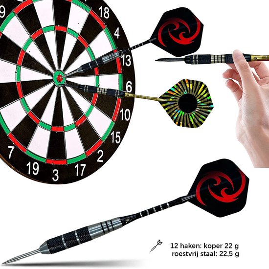 12-delige Dartpijlen Set - 6x Pure Koperen Darts - 6x RVS Darts-22 gram- Steeltip Pakket met Dart Flights, Luxe Opbergcase en Extra Accessoires - Ideaal voor Beginners, Gevorderden en Wedstrijden van Royal Darts — afbeelding 4