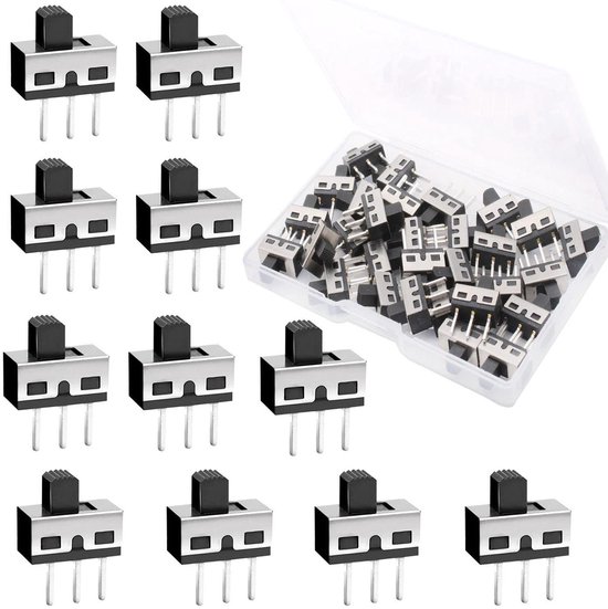 Lot De 25 Interrupteurs à Glissière Mini SPDT 3 Broches - 1P2T, 2A, Pour Circuits électroniques, Bricolage