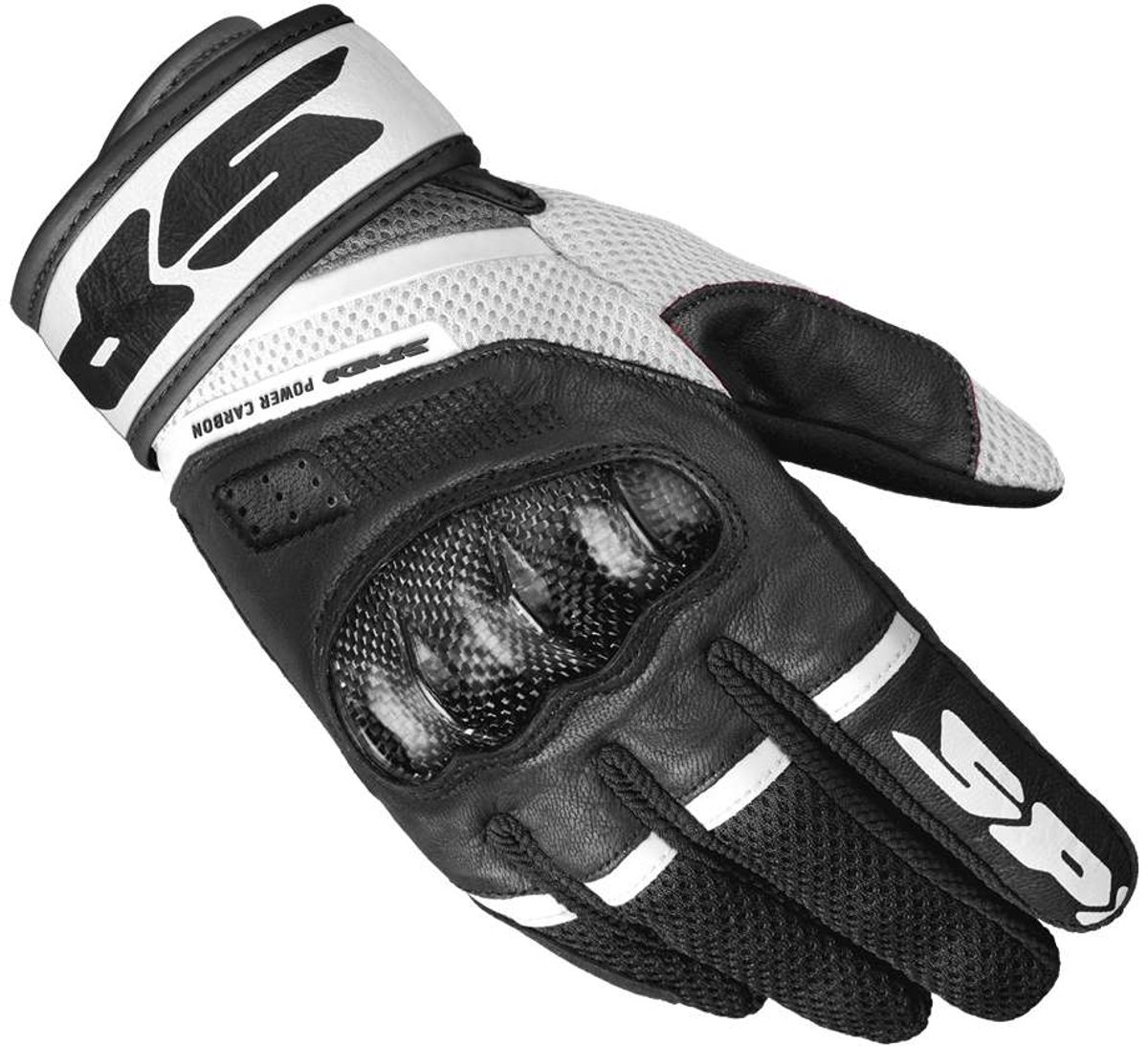 Spidi Power Carbon Handschoenen Zwart Wit - Handschoen