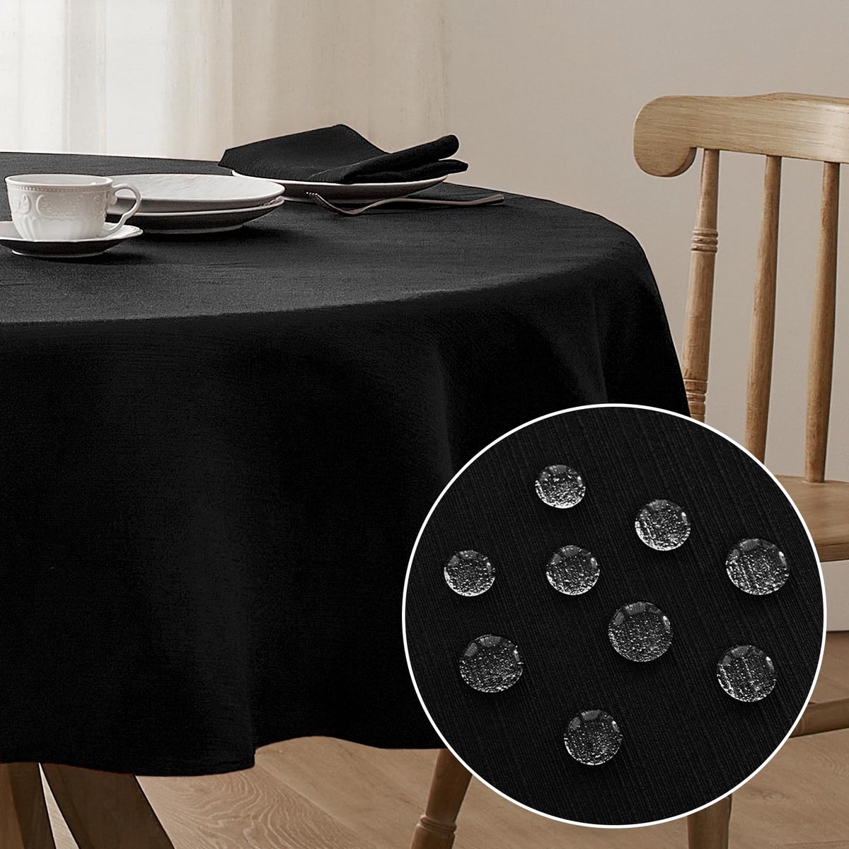 My Ninki ® Elegant Rond Tafelkleed 80 cm, Waterafstotend en Onderhoudsvriendelijk voor Diverse Gelegenheden